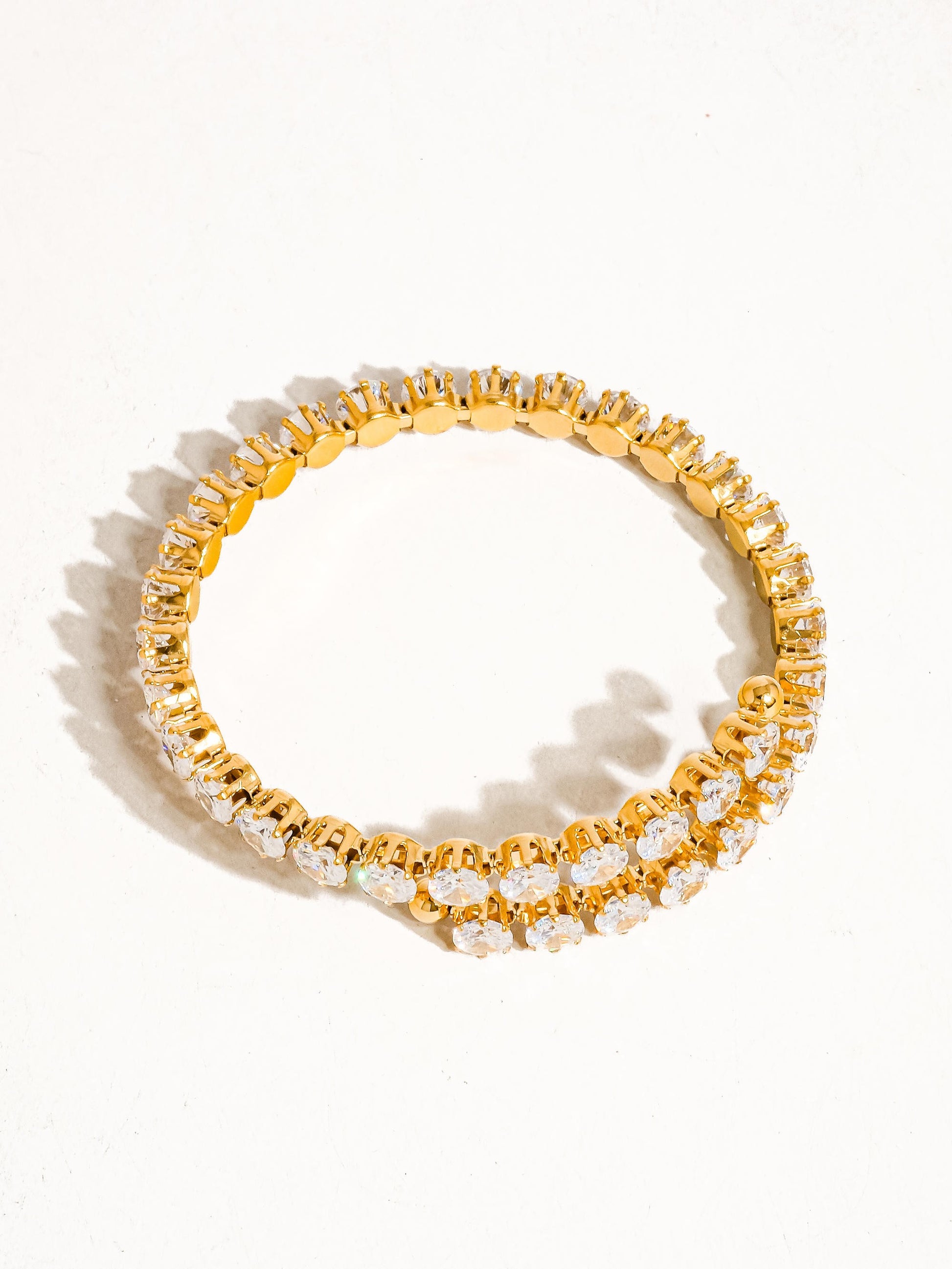 18k Gold Non-tarnish Cz Glam Bracelet