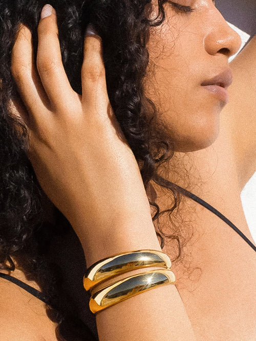 18k Gold Non-tarnish Layered Round Bangle