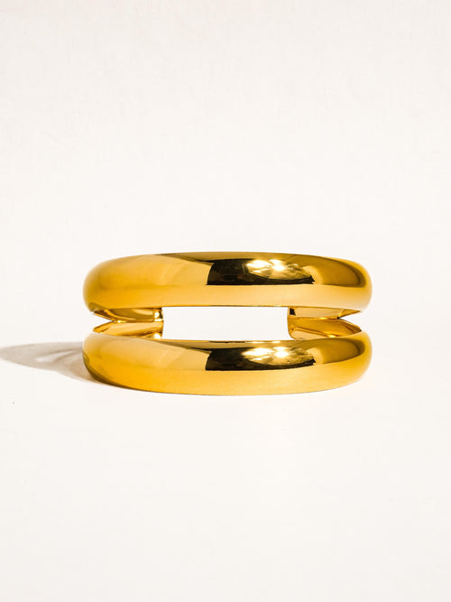 18k Gold Non-tarnish Layered Round Bangle