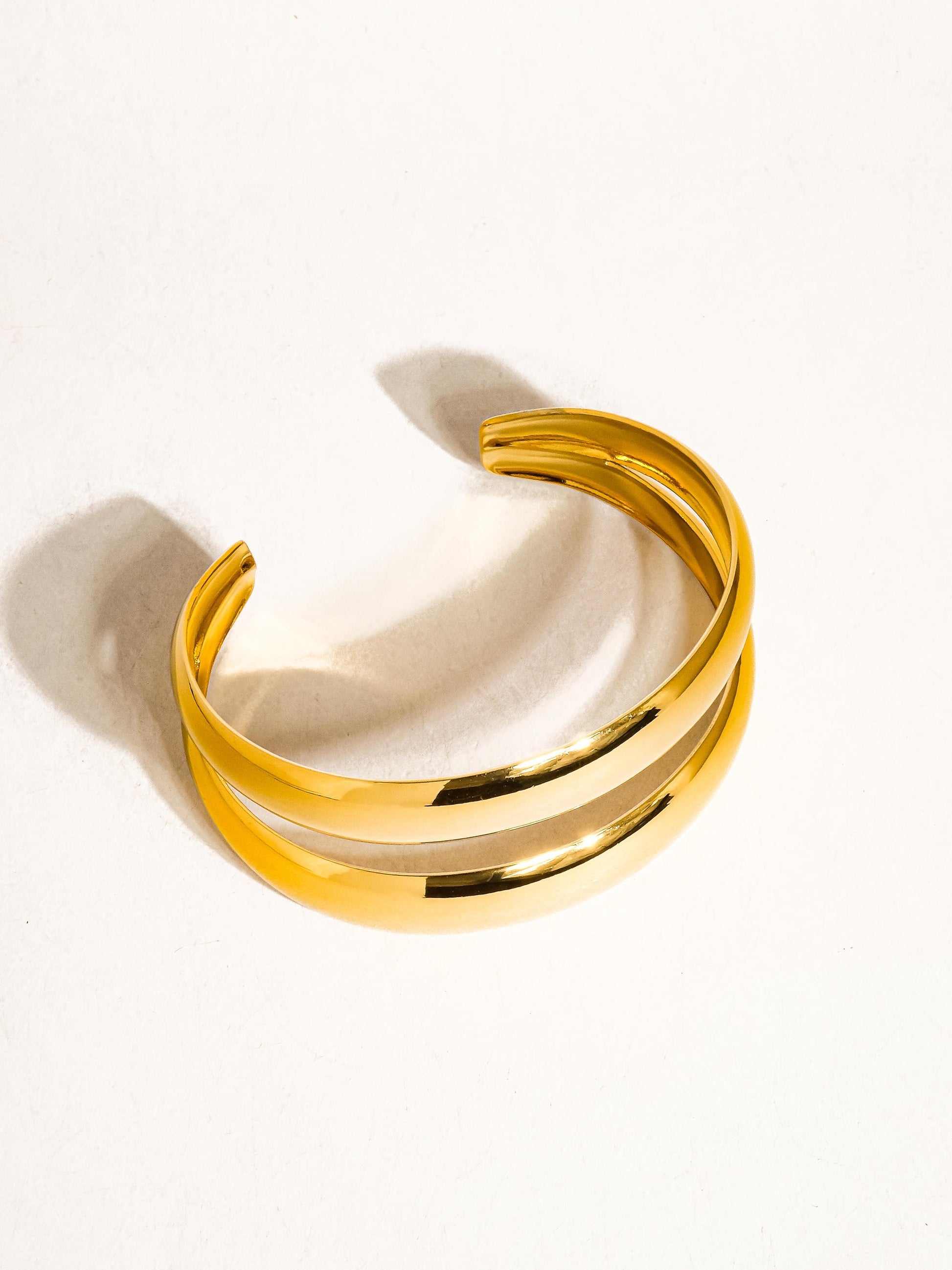 18k Gold Non-tarnish Layered Round Bangle